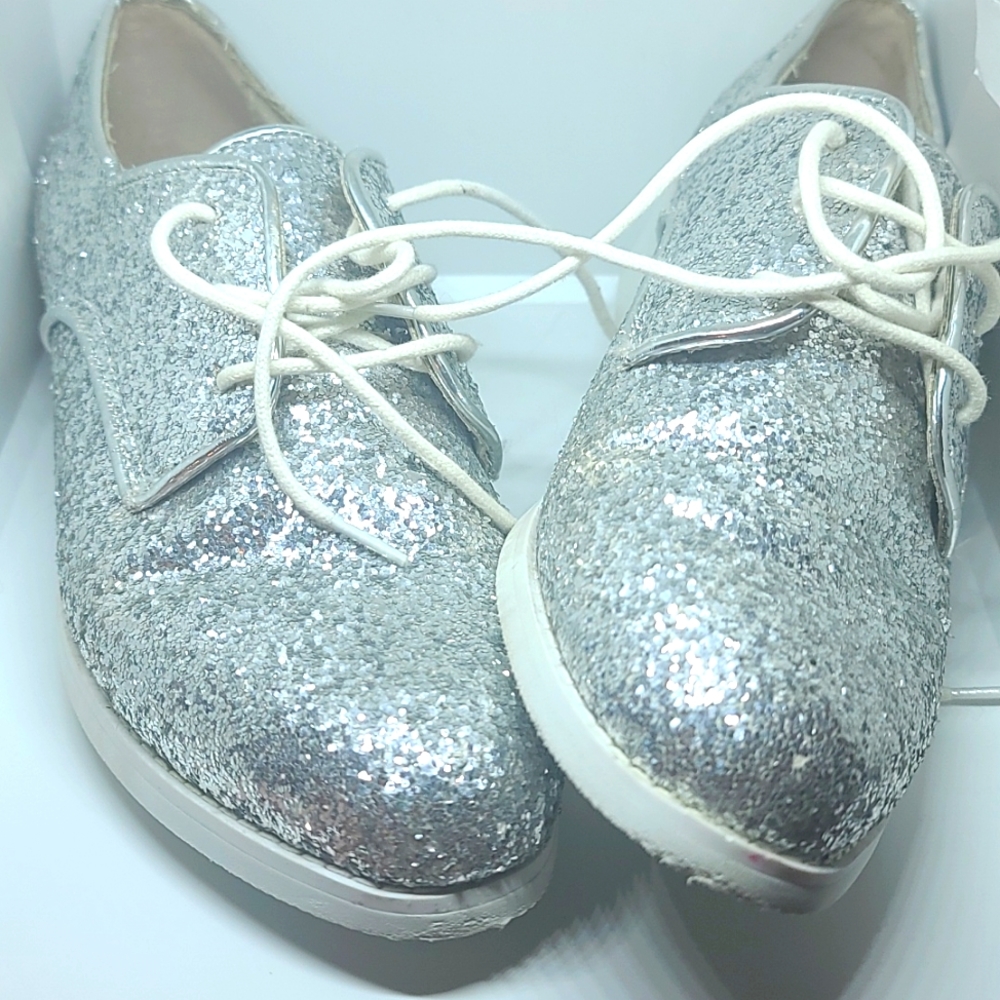 Topshop Flash Glitter Lace Up Shoes